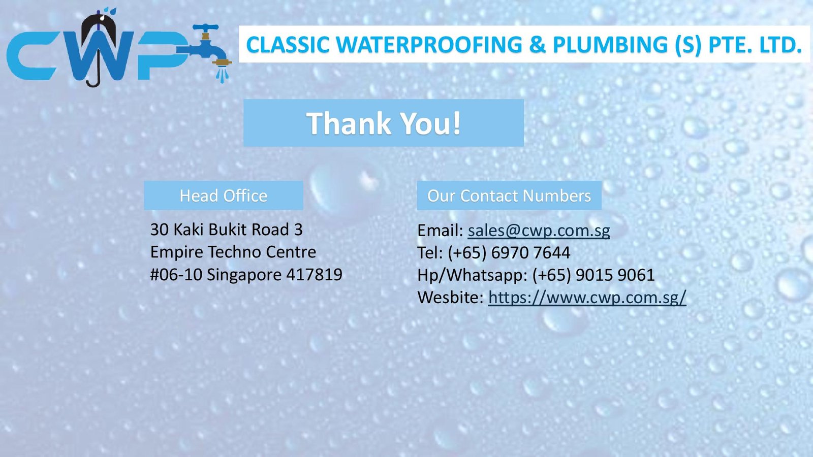 Classic waterproofing and plumbing pte ltd company profile