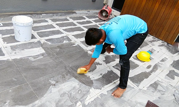 Broken or missing tiles in wet areas