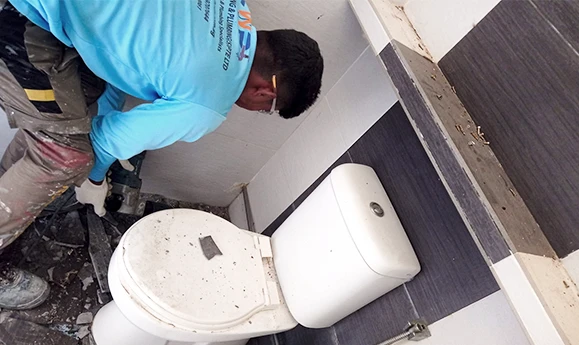 Commercial building toilet waterproofing