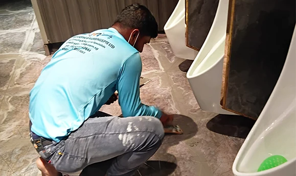 Public toilet and facility waterproofing