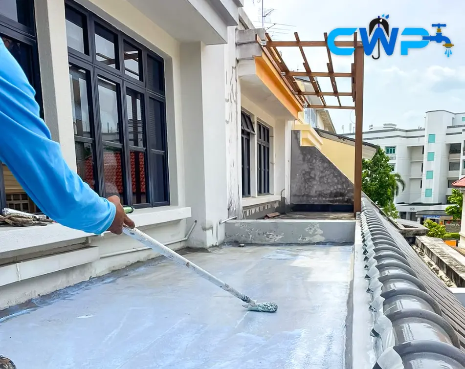 Working on the roof for nano waterproofing.