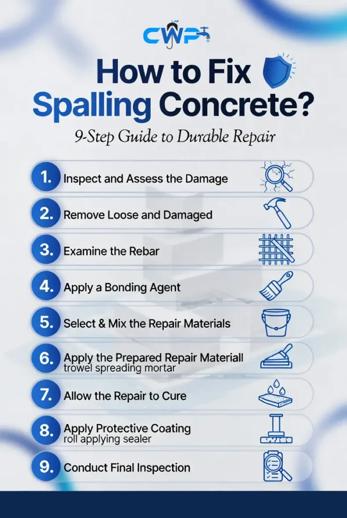 Best methods for repairing spalling concrete
